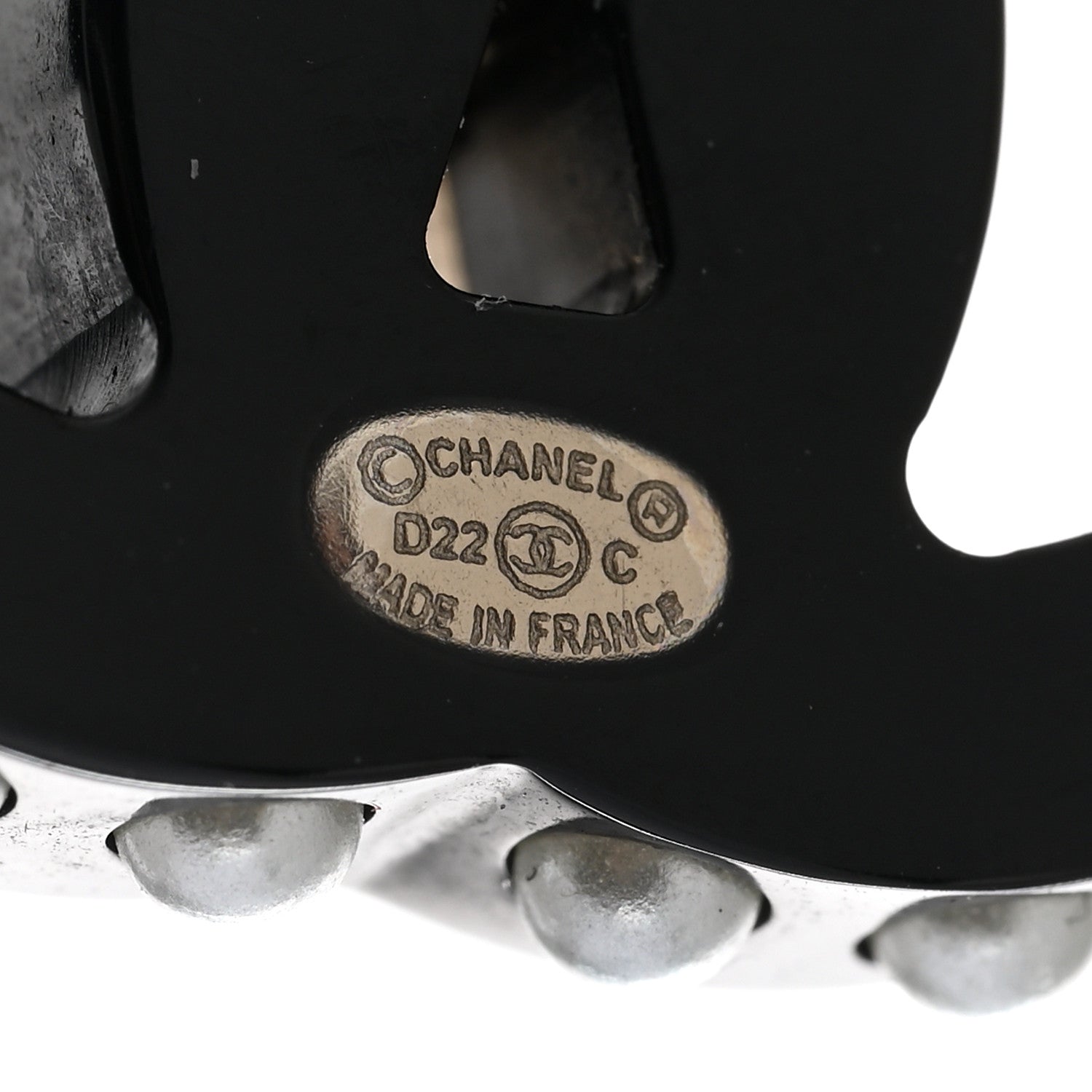Chanel Resin Crystal Pearl CC Earrings Black 4 of 5