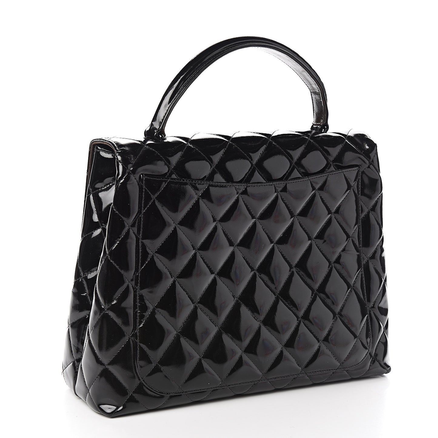 Patent Quilted Jumbo Kelly Flap Black