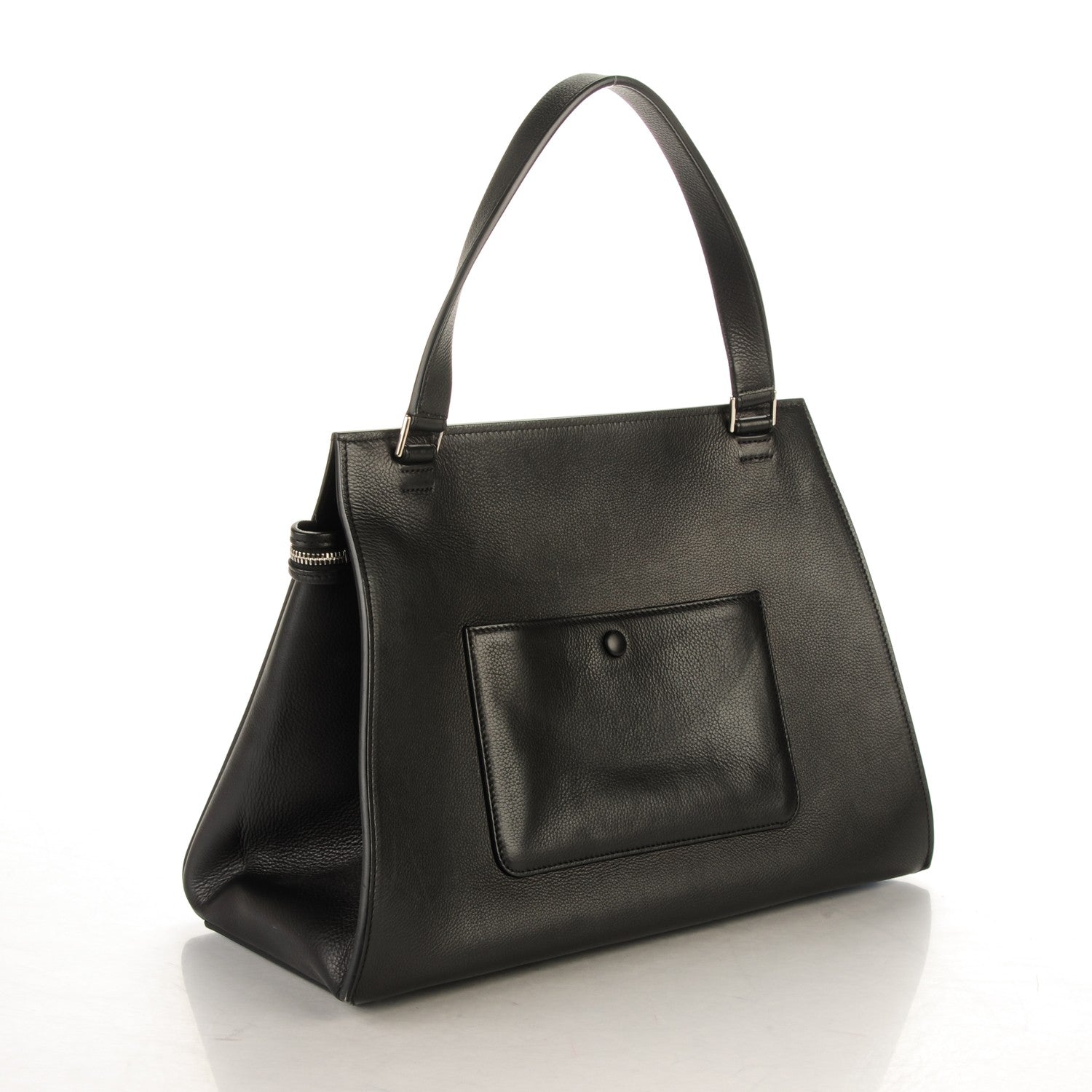 Celine Drummed Calfskin Large Edge Shoulder Bag Black 3 of 9