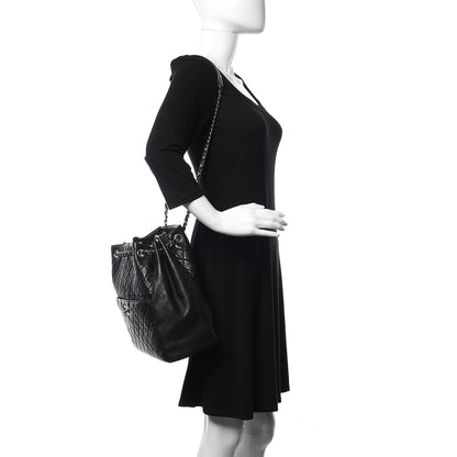 Chanel Lambskin Quilted Large Drawstring Bag Black 2 of 11