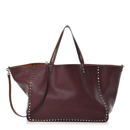 Valentino Garavani Grained Calfskin Large Rockstud Reversible Tote Light Cuir Rubin 1 of 16