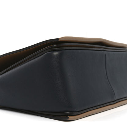 Celine Shiny Smooth Calfskin Medium Frame Shoulder Bag Tan Navy 9 of 10