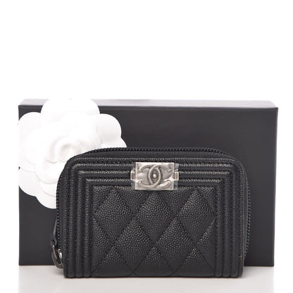 Chanel Caviar Quilted Boy Zip Around Coin Purse Black 11 of 11