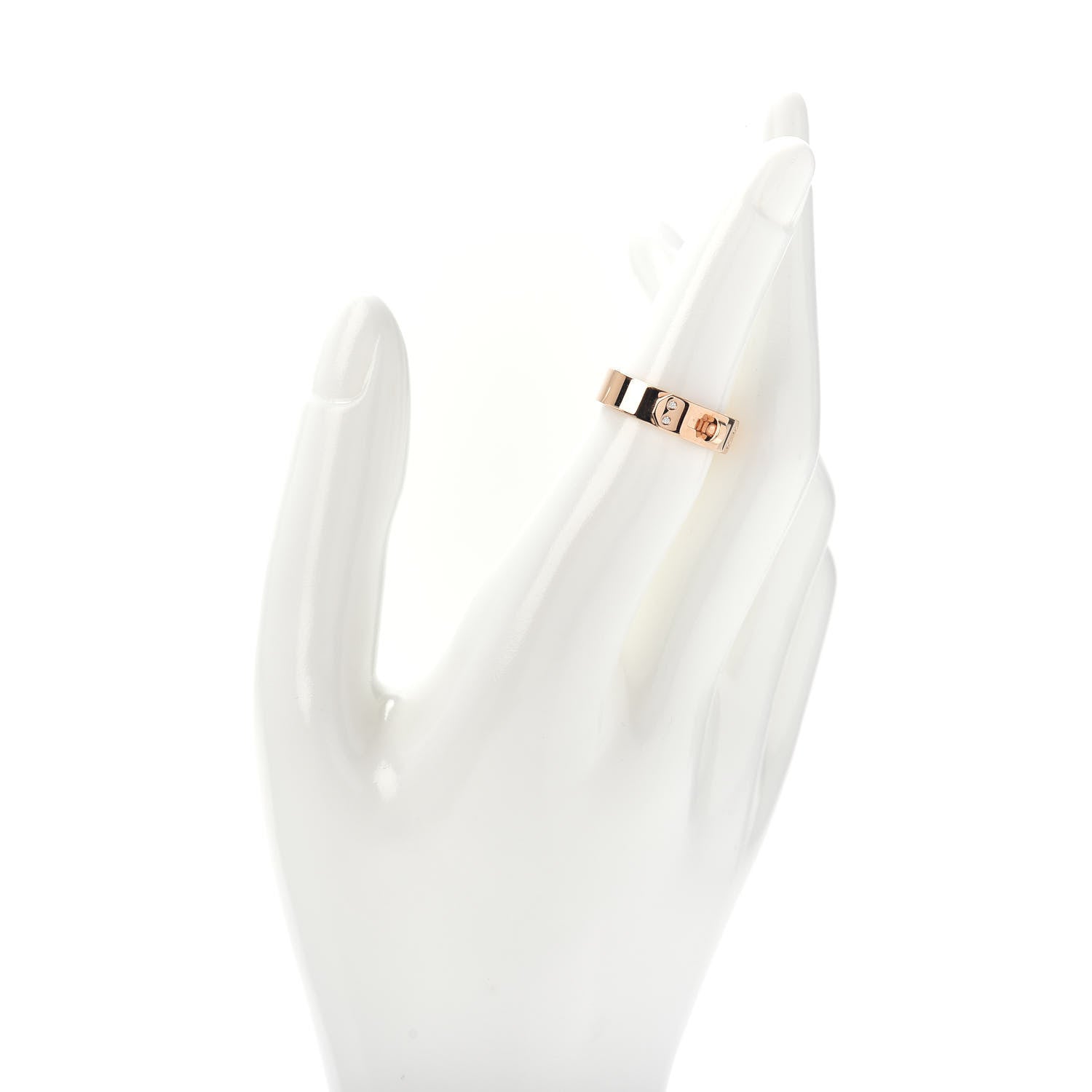 Hermes 18K Rose Gold Diamond PM Kelly Ring 51 5.75 2 of 5