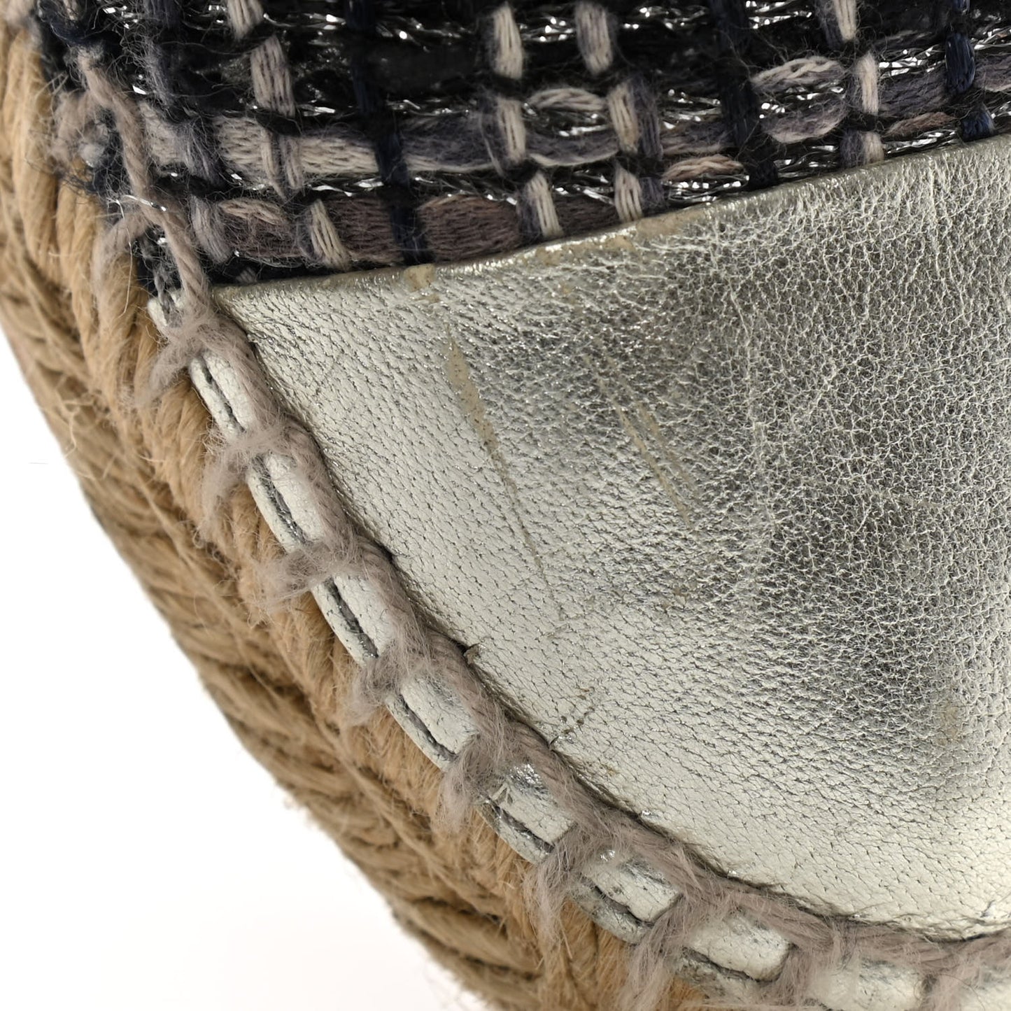 Metallic Tweed Lambskin CC Espadrilles 38 Blue Black Silver