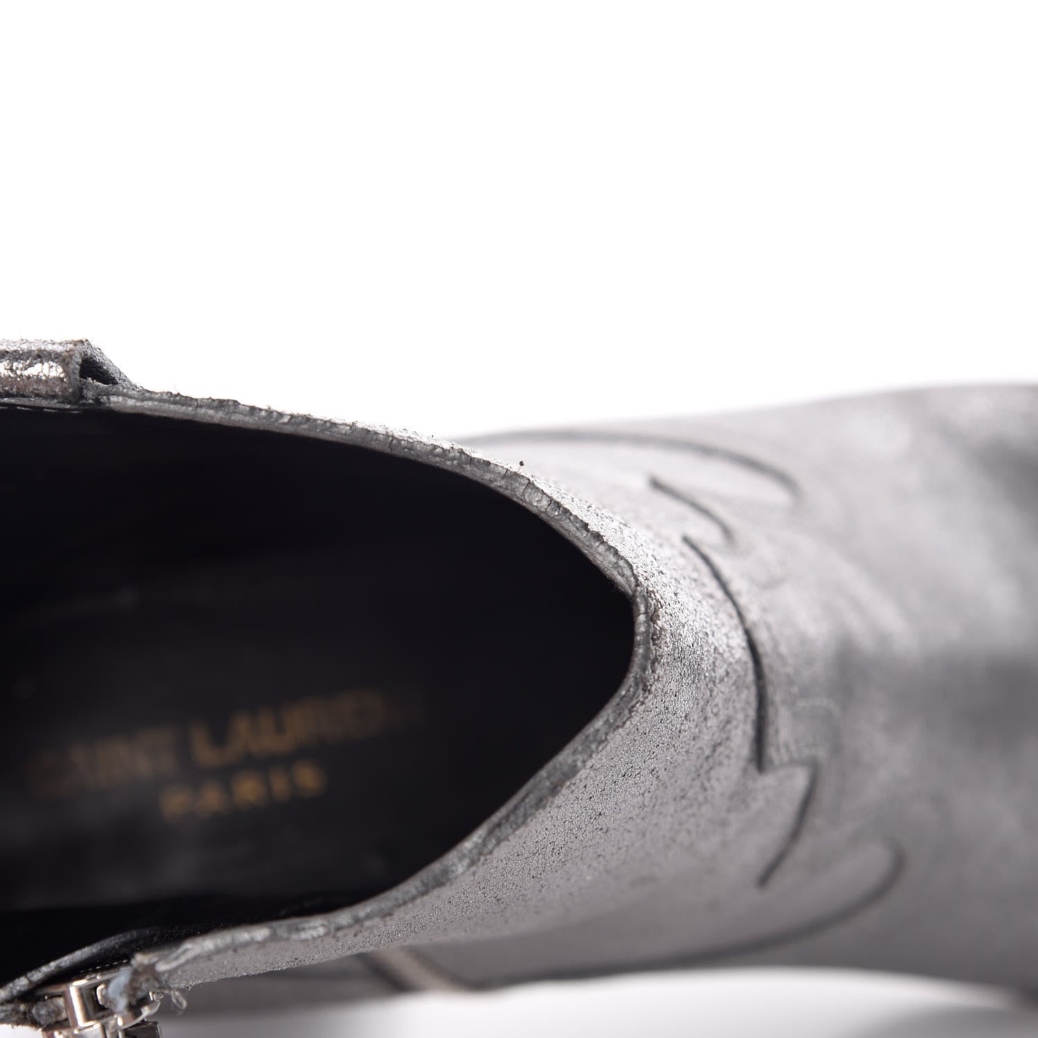 Saint Laurent Metallic Suede Curtis Ankle Boots 39 Dark Silver 20 of 22