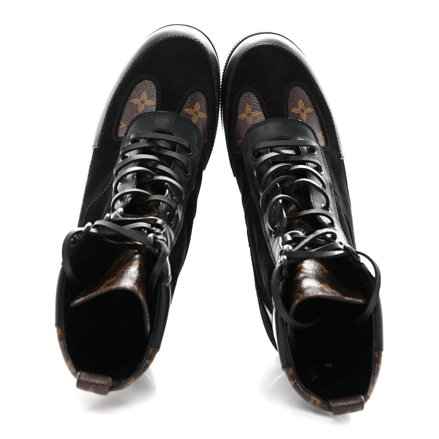 Suede Calfskin Monogram Laureate Platform Desert Boots 38 Black