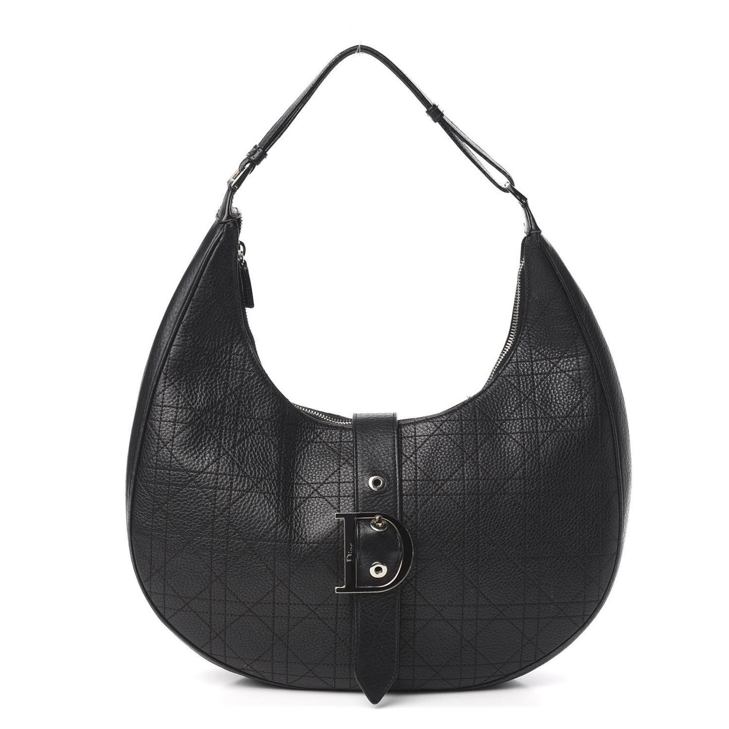 Grained Calfskin Cannage Hobo Black