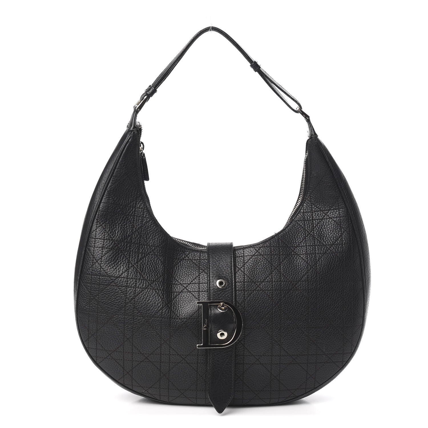 Christian Dior Grained Calfskin Cannage Hobo Black 1 of 14