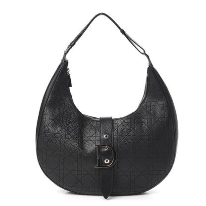 Christian Dior Grained Calfskin Cannage Hobo Black 1 of 14