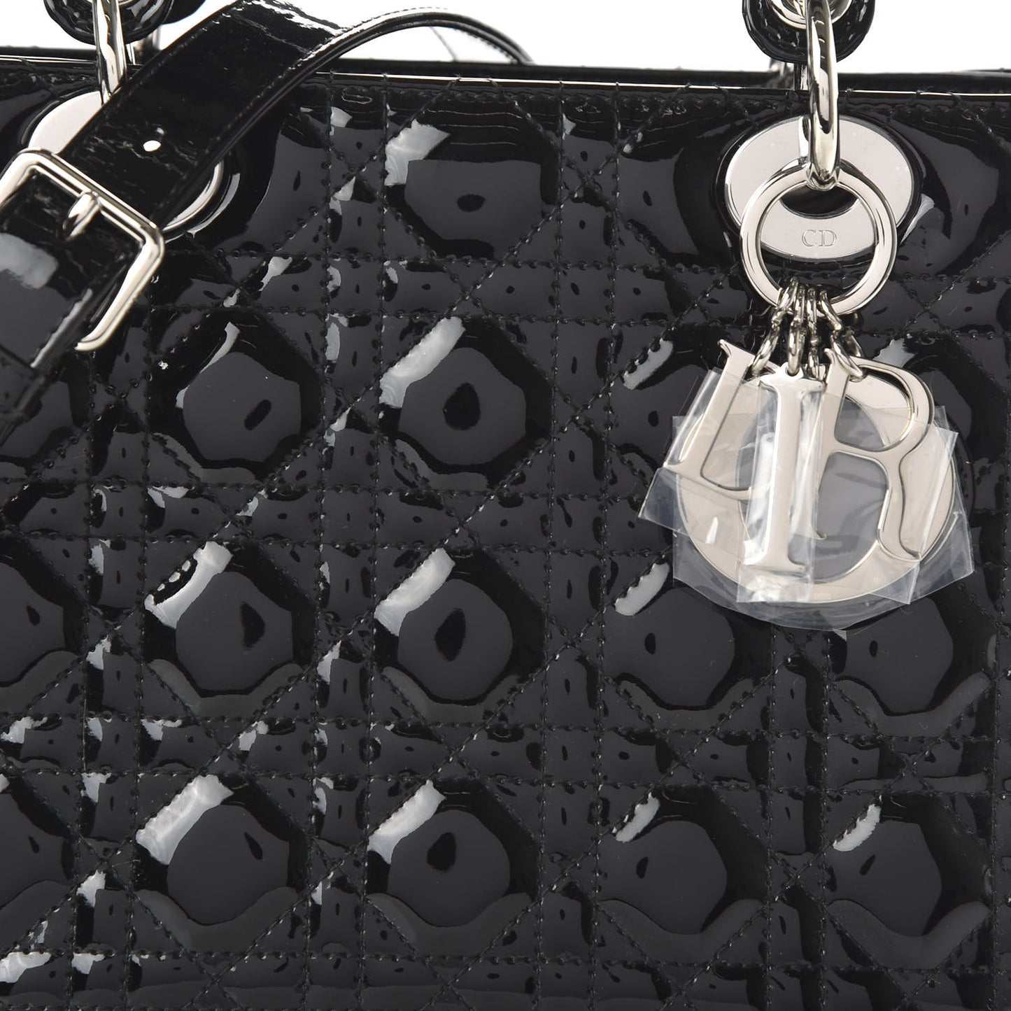 Patent Cannage Medium Lady Dior Black