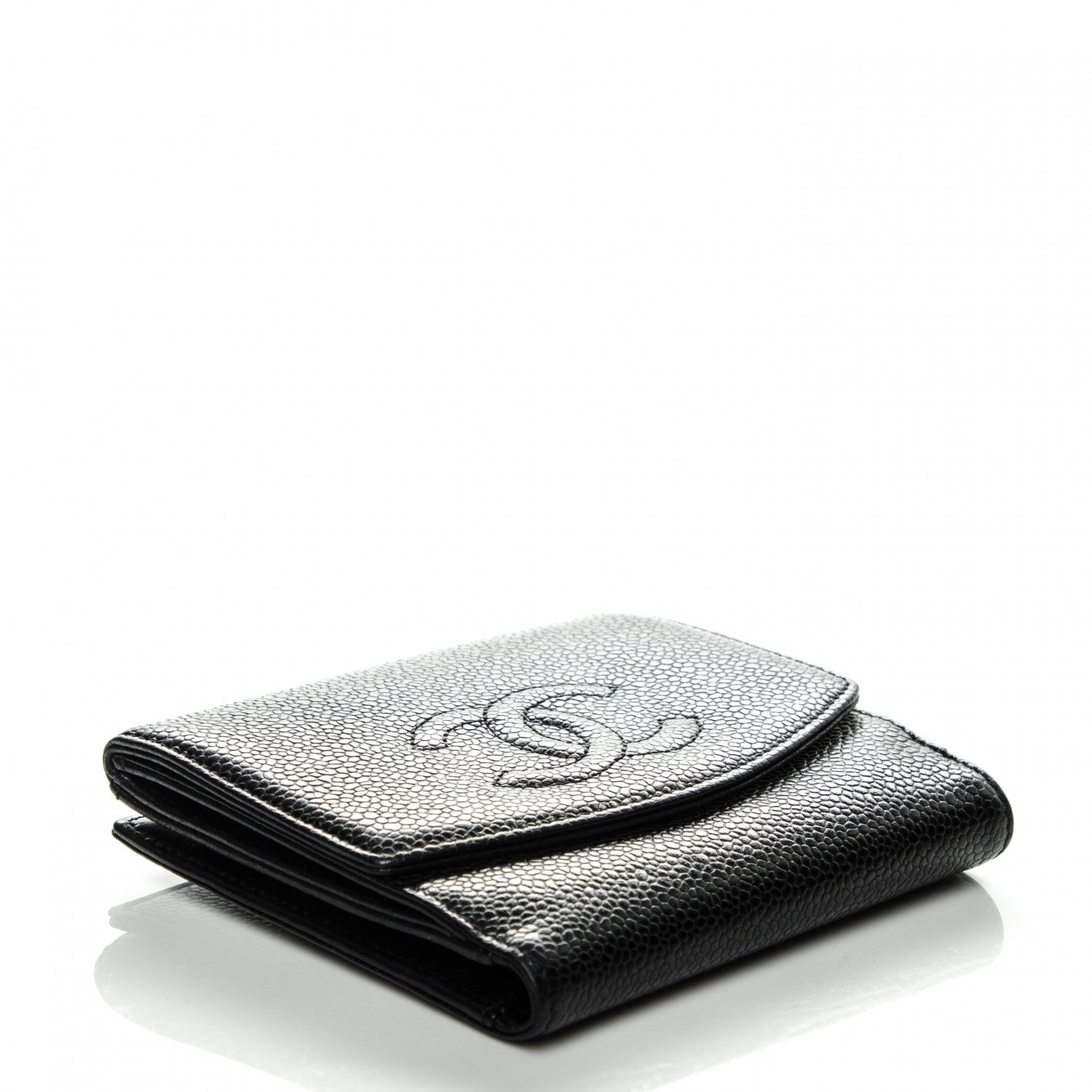 Chanel Caviar Timeless CC Compact French Wallet Black 4 of 8