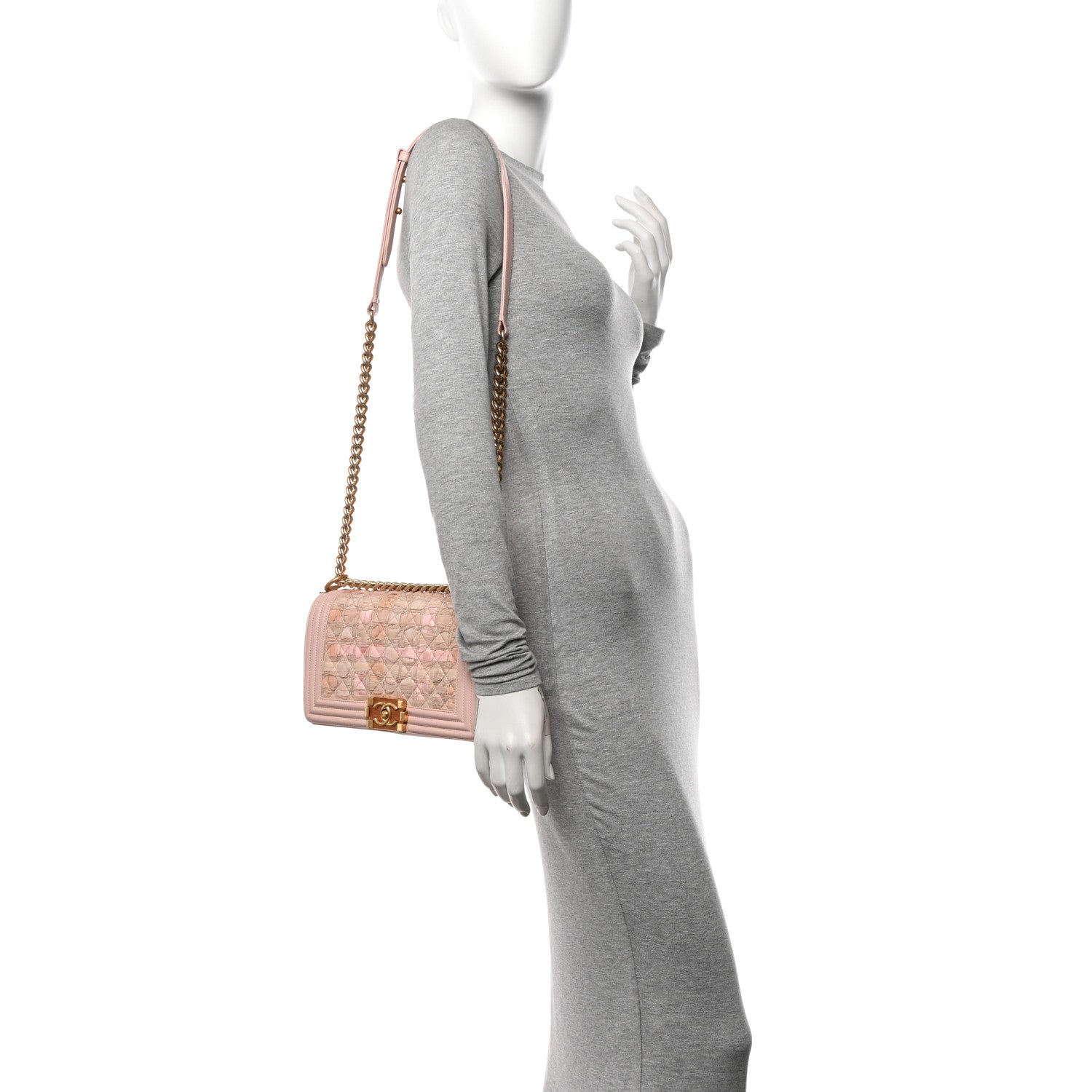 Chanel Tweed Lambskin Medium Boy Flap Pink 3 of 14