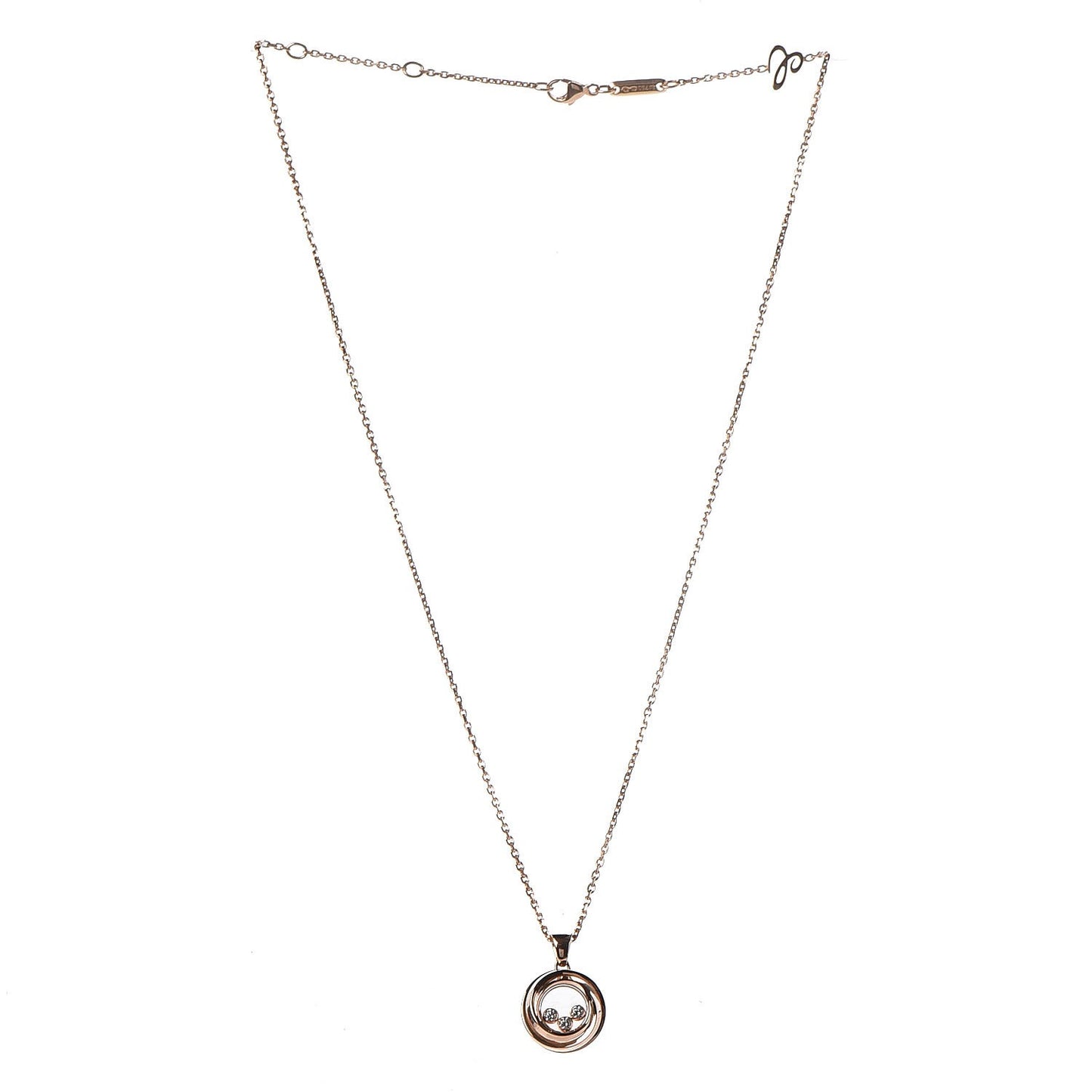 18K Rose Gold Diamond Happy Emotions Pendant Necklace