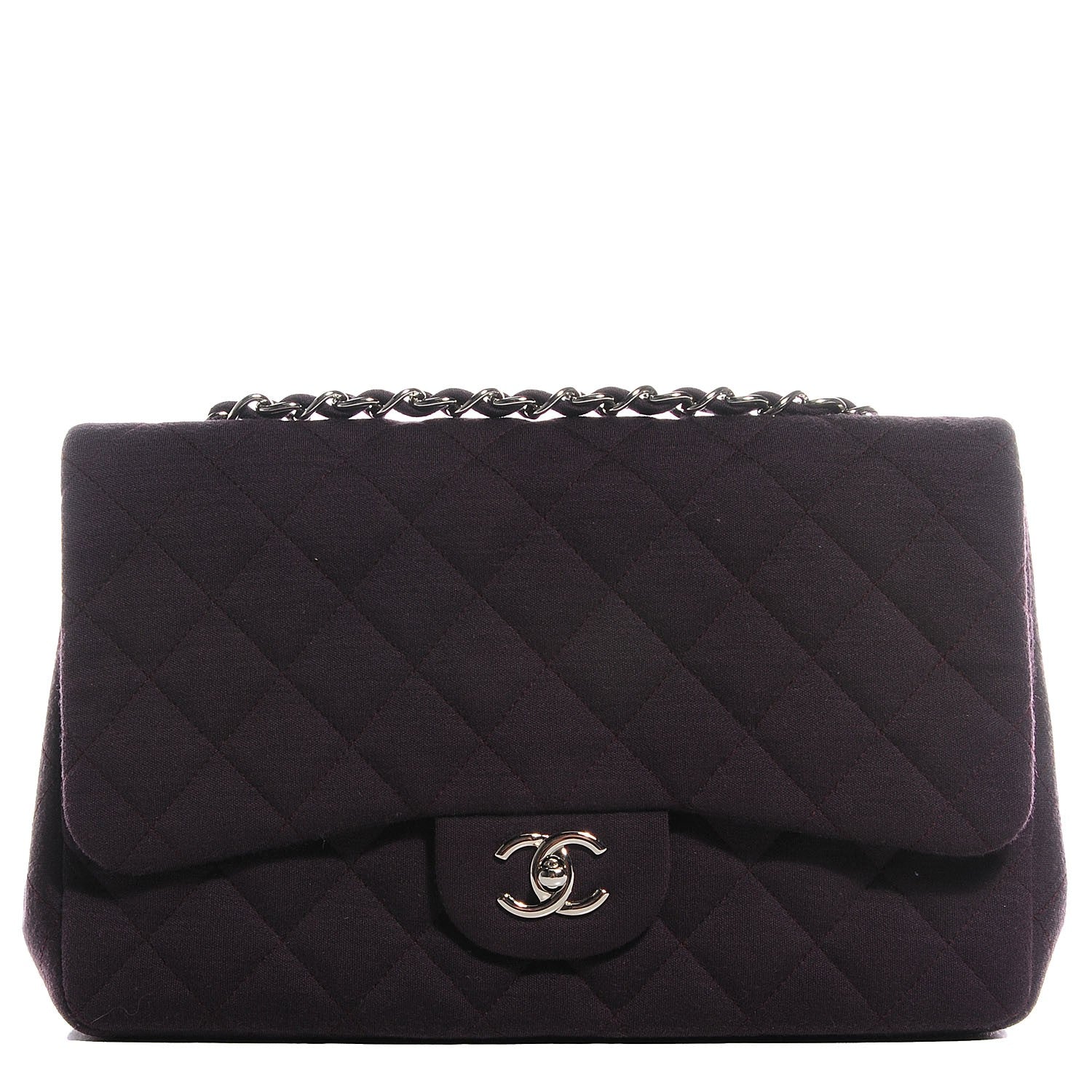 Chanel Jersey Quilted Jumbo Single Flap Purple 1 of 8