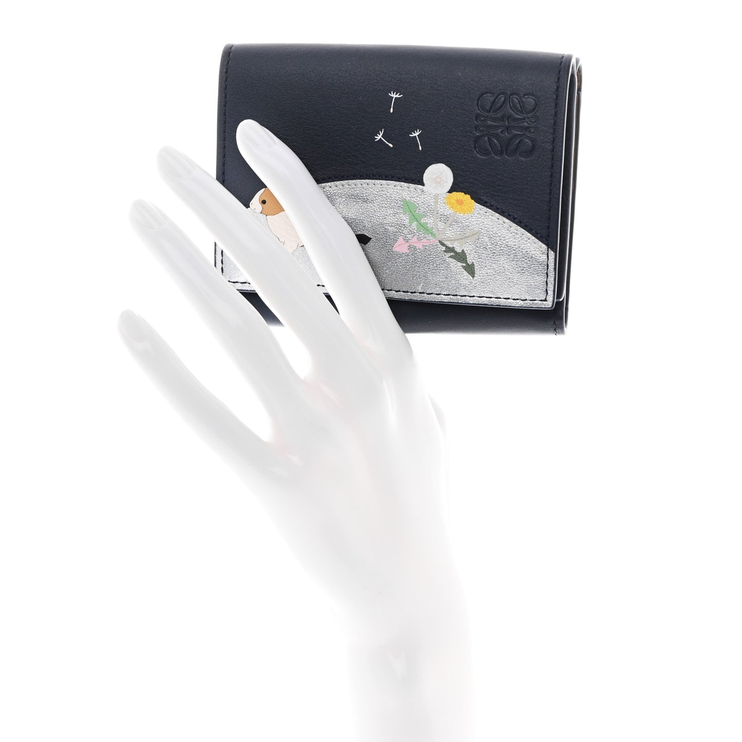 X SUNA FUJITA Nappa Bunny Trifold Wallet Deep Navy