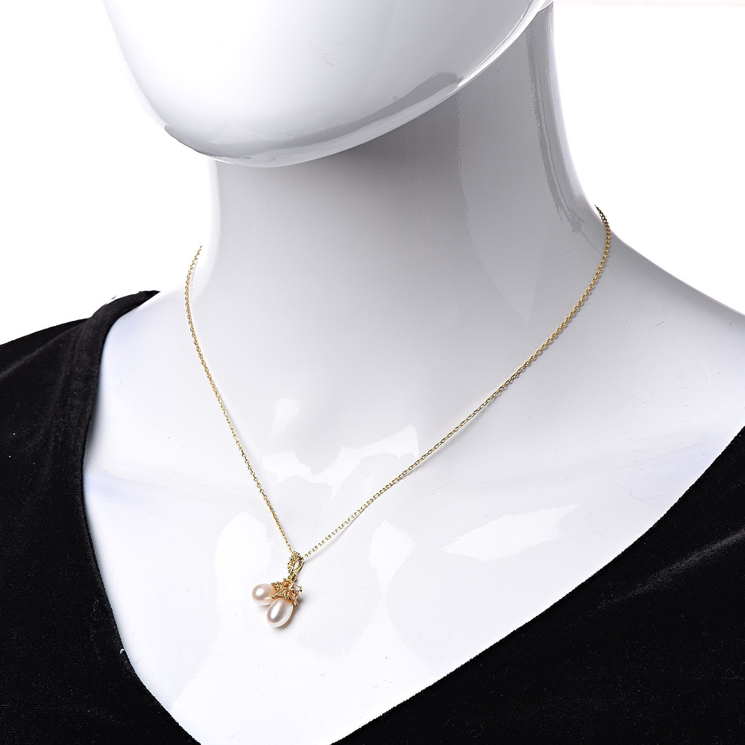 Mikimoto 18K Yellow Gold Diamond Akoya Pearl Freeform Pendant Necklace 2 of 5