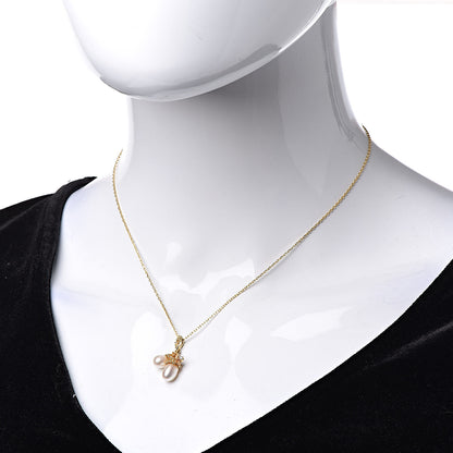Mikimoto 18K Yellow Gold Diamond Akoya Pearl Freeform Pendant Necklace 2 of 5
