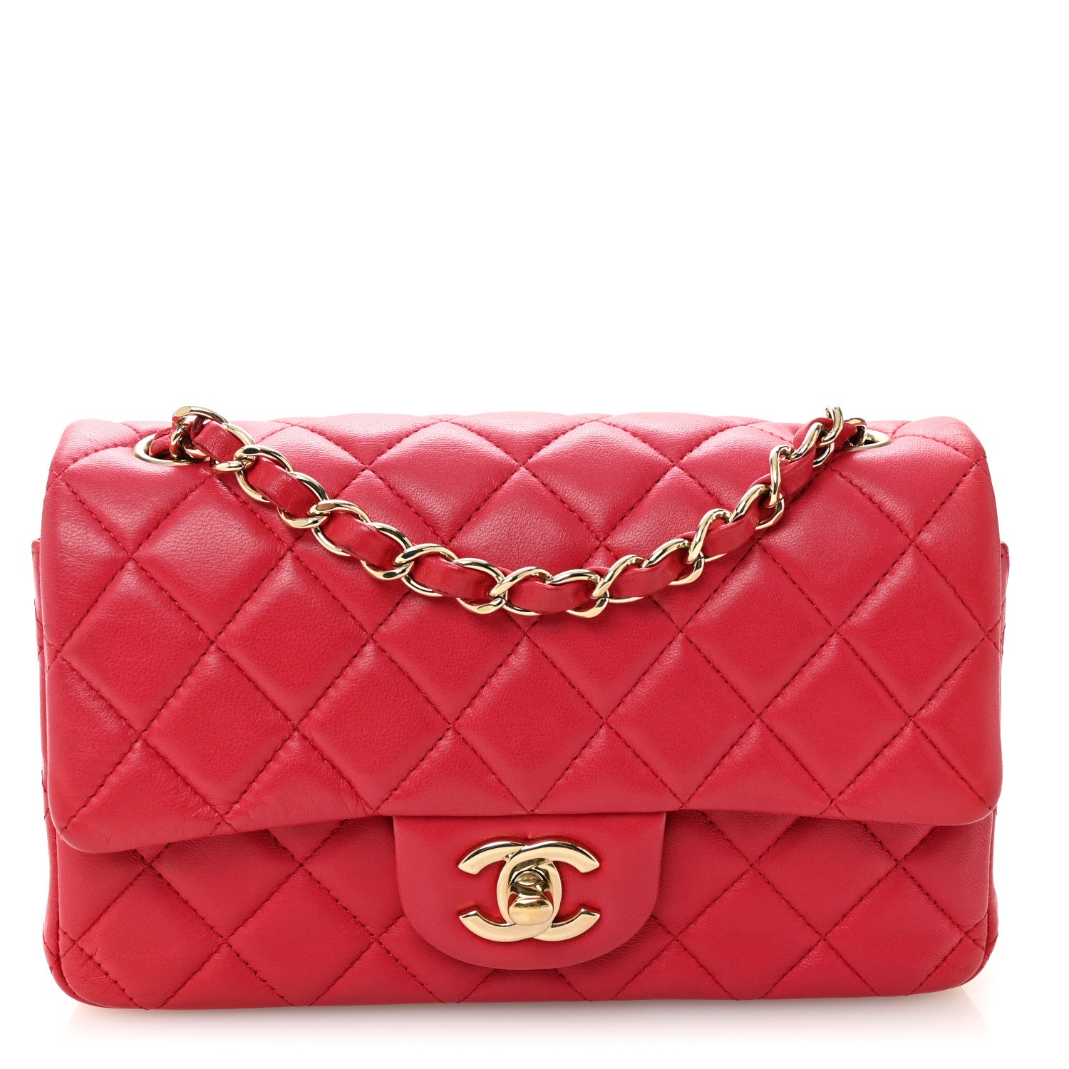 Chanel Lambskin Quilted Mini Rectangular Flap Dark Pink 1 of 10