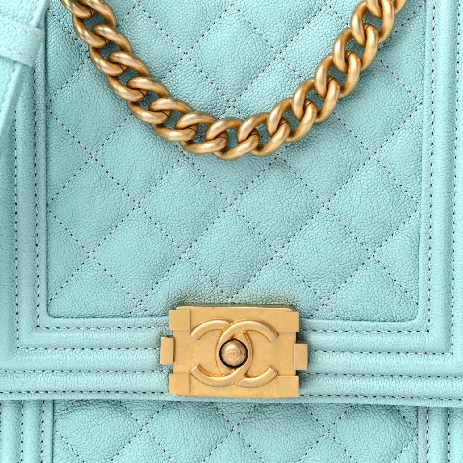 Chanel Caviar Quilted North South Boy Flap Light Blue 8 of 10