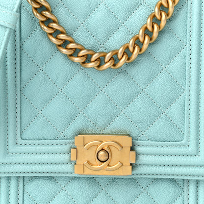 Chanel Caviar Quilted North South Boy Flap Light Blue 8 of 10
