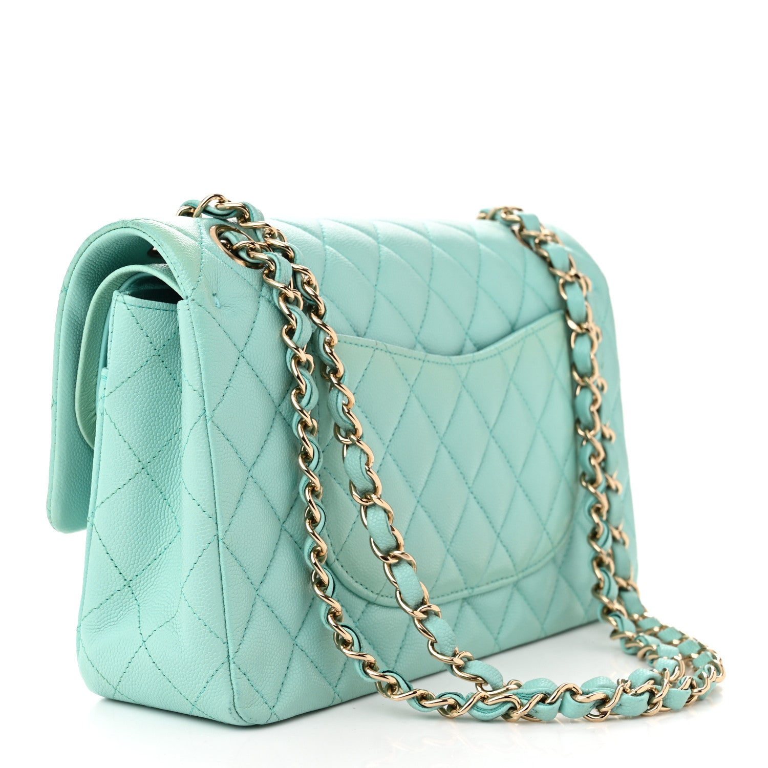 Chanel Caviar Quilted Medium Double Flap Light Blue 2 of 14
