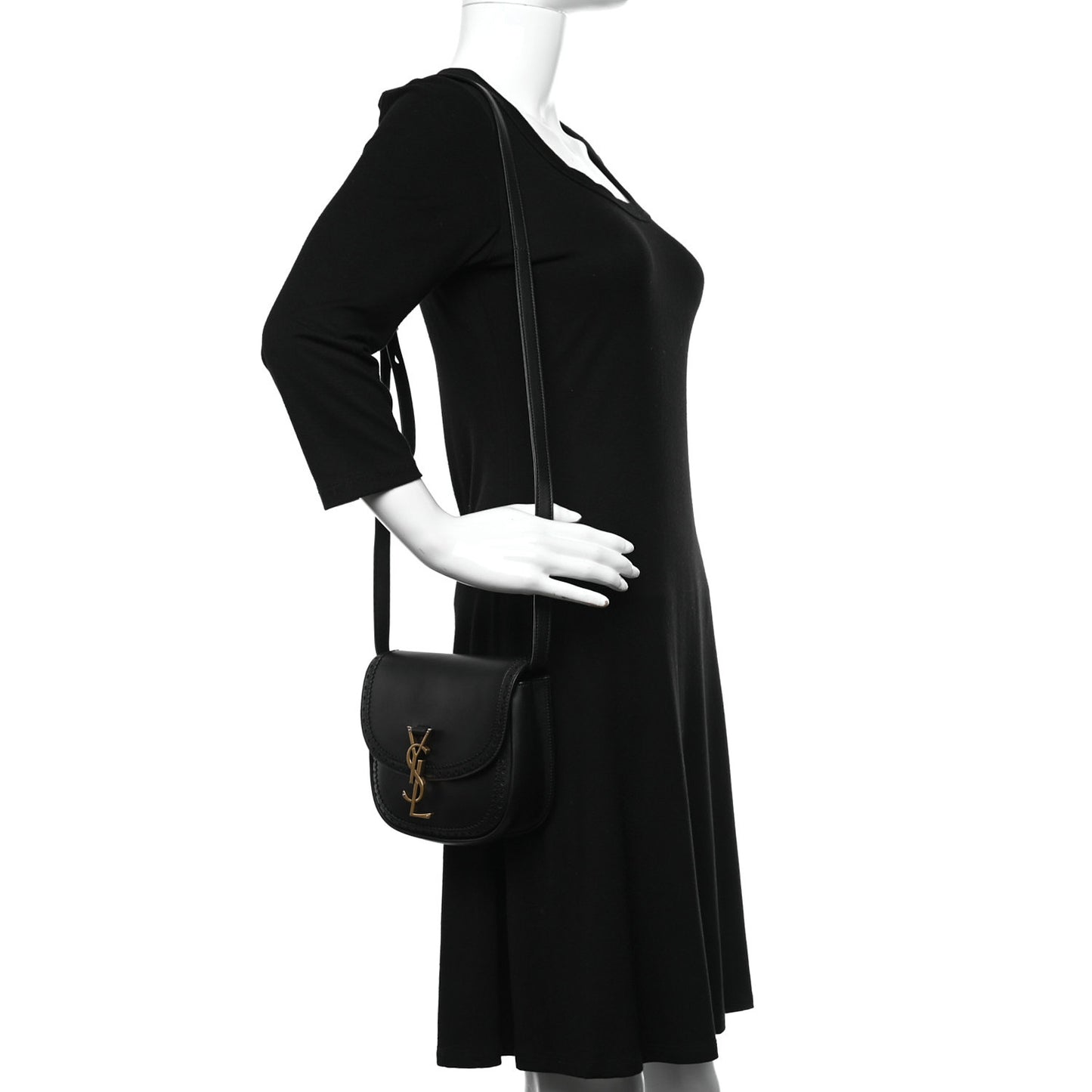 Smooth Calfskin Classic Monogram Small Kaia Satchel Black