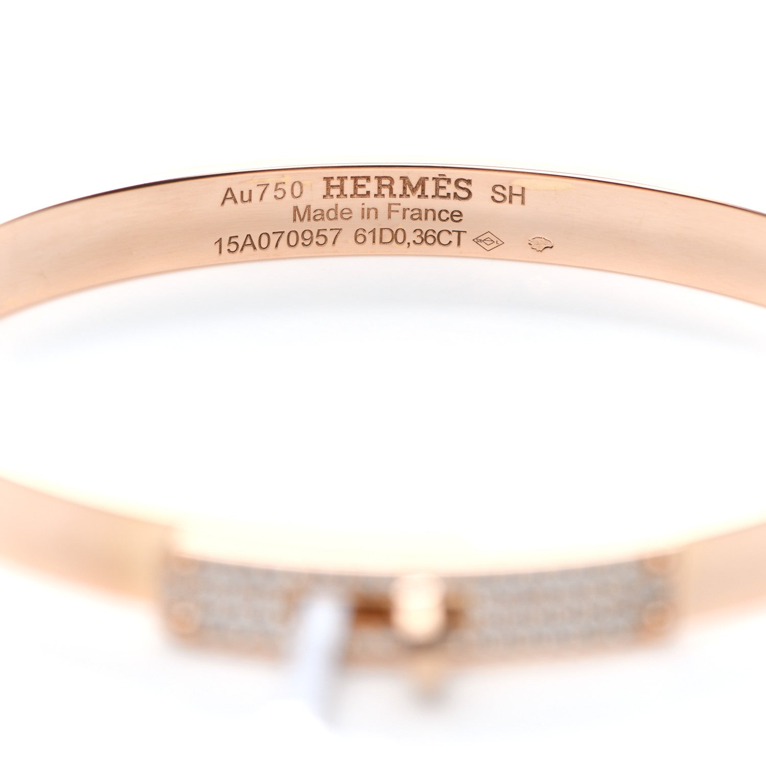 Hermes 18K Rose Gold Diamond PM Kelly Pave Bracelet SH 4 of 5