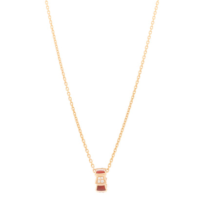 Bulgari 18K Rose Gold Diamond Carnelian Serpenti Viper Pendant Necklace 1 of 6