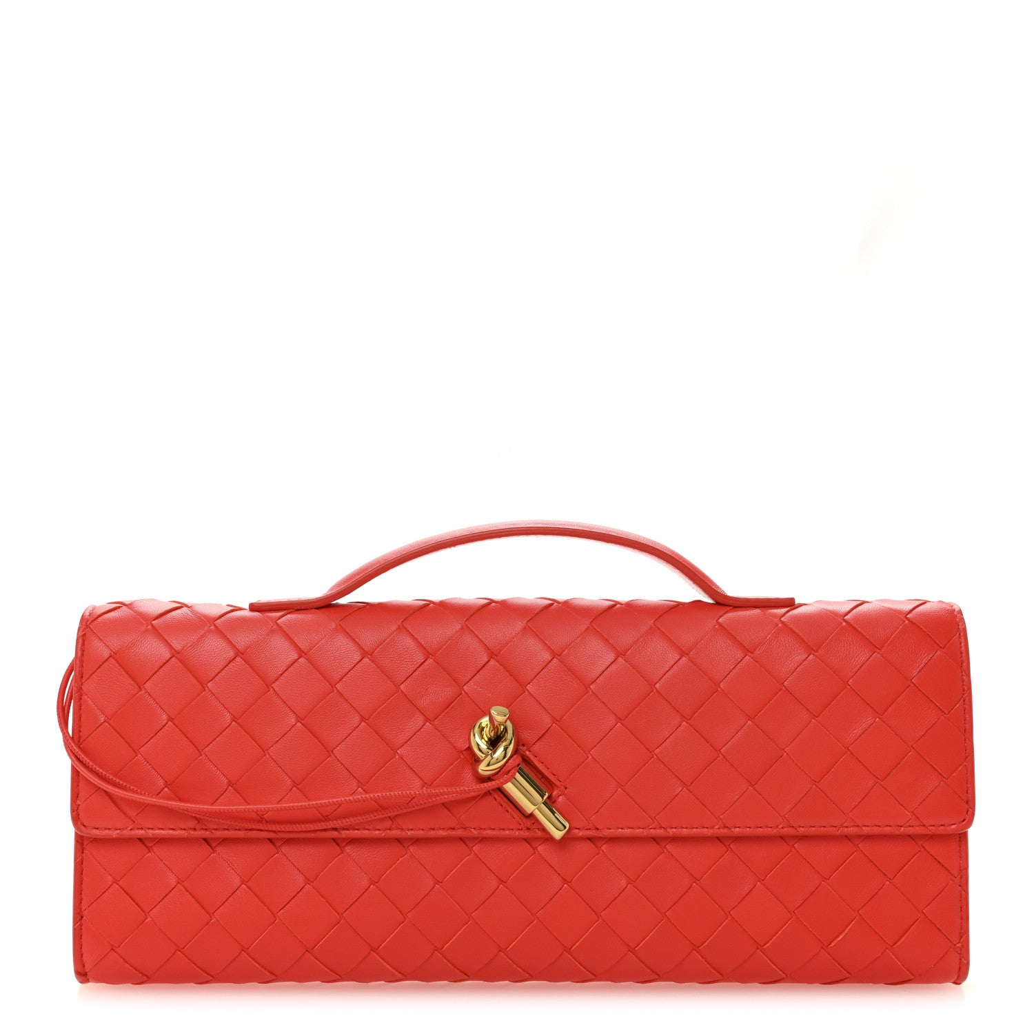 Bottega Veneta Nappa Intrecciato Long Andiamo Top Handle Clutch Orange 1 of 7