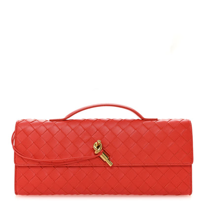 Bottega Veneta Nappa Intrecciato Long Andiamo Top Handle Clutch Orange 1 of 7