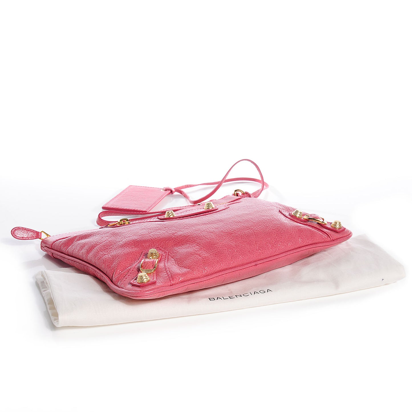 Agneau Giant 12 Gold Hardware Flat Handle Clutch Rose Bonbon