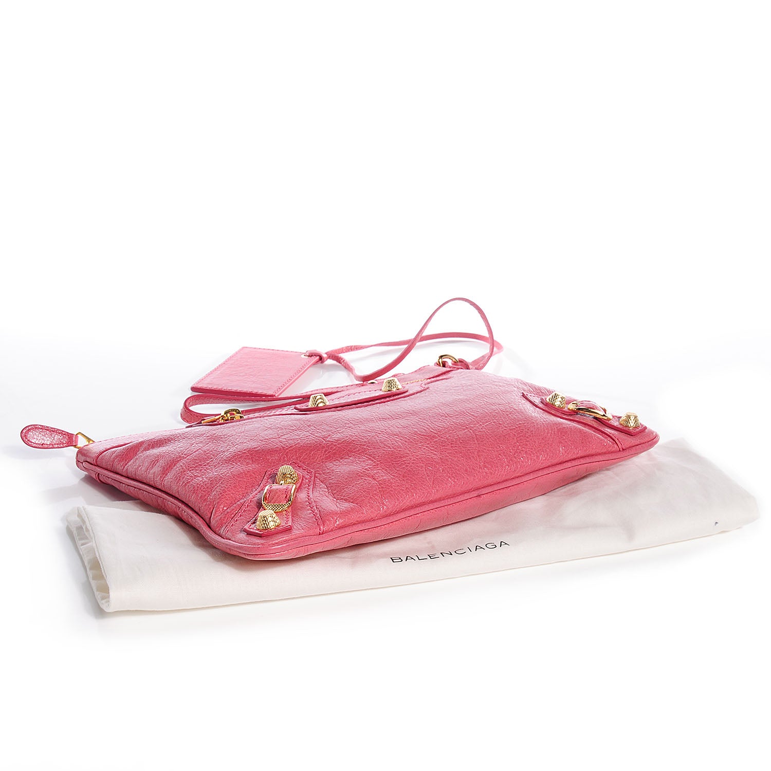 Balenciaga Agneau Giant 12 Gold Hardware Flat Handle Clutch Rose Bonbon 4 of 18