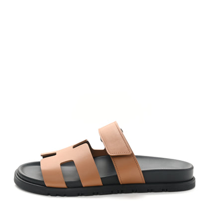 Hermes Calfskin Womens Chypre Sandals 37 Naturel 1 of 9