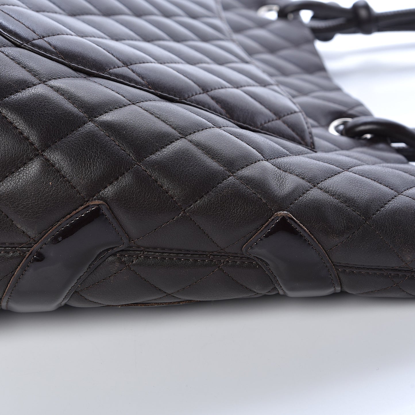 Calfskin Quilted Large Cambon Tote Brown