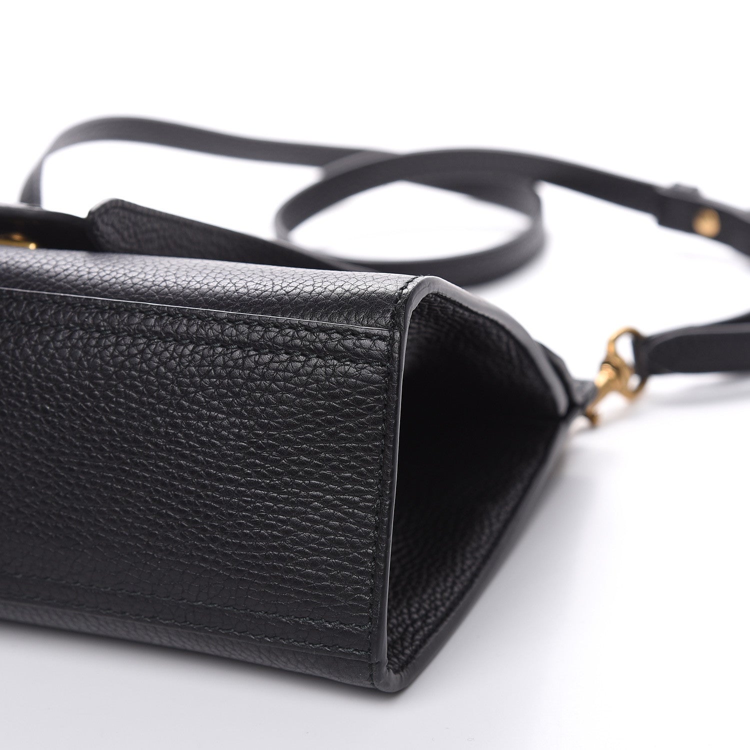 Gucci Calfskin Mini GG Marmont Top Handle Bag Black 9 of 10