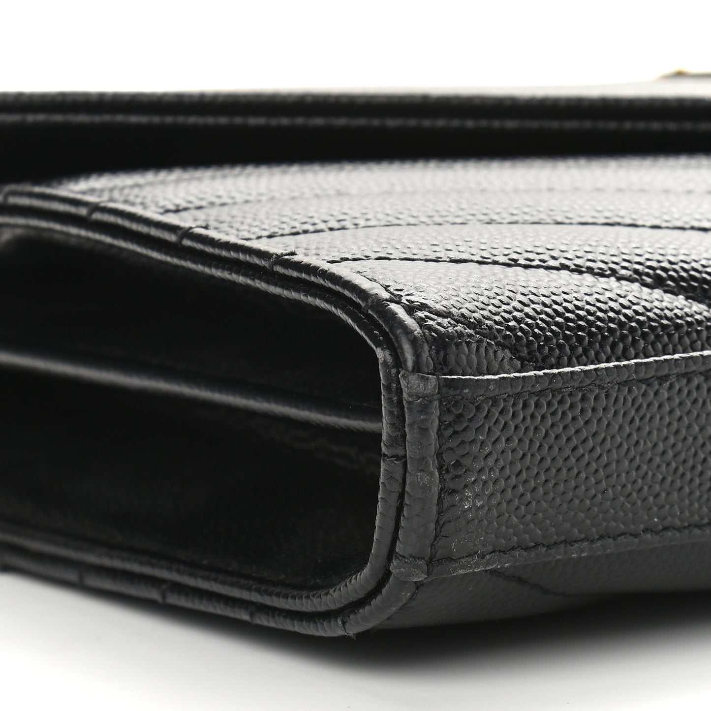 Grain De Poudre Matelasse Chevron Monogram Chain Wallet Black