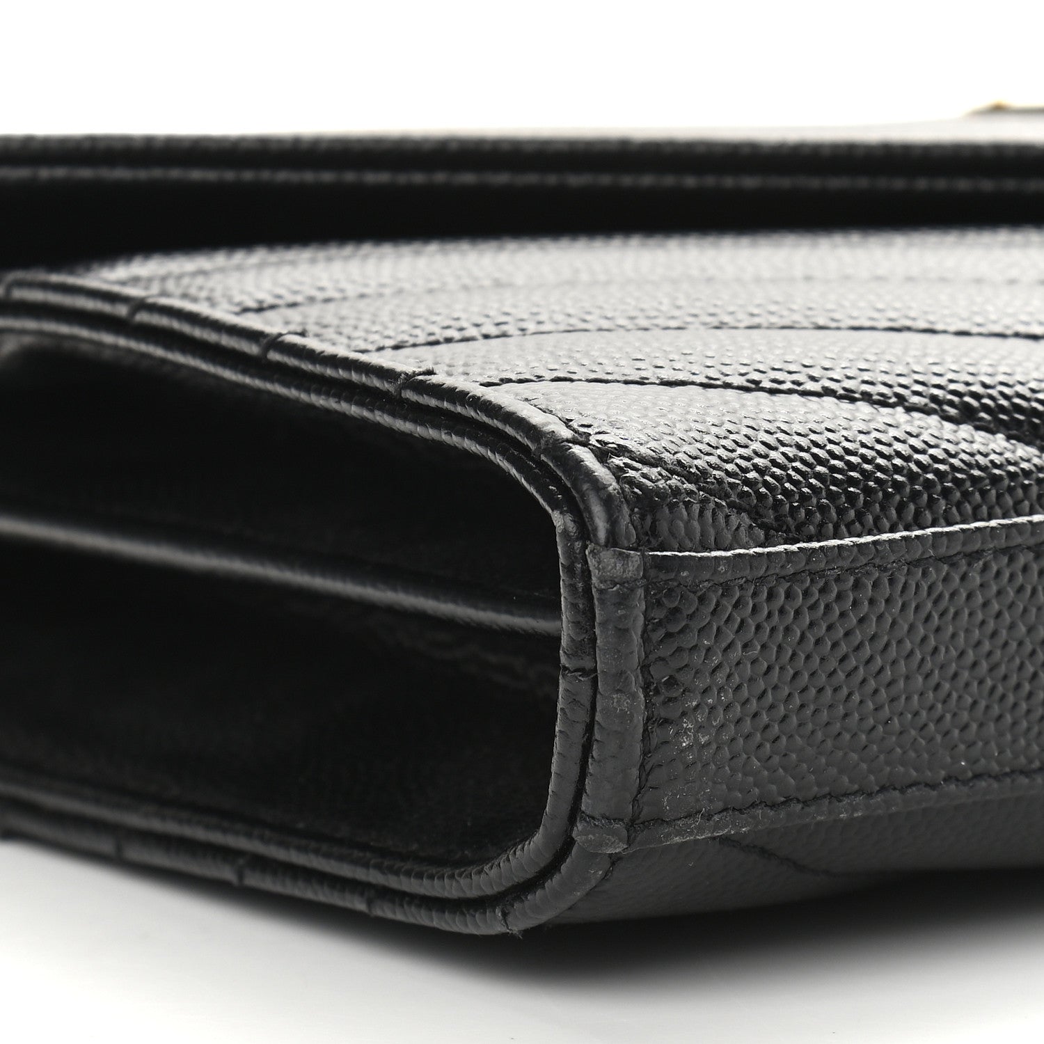 Saint Laurent Grain De Poudre Matelasse Chevron Monogram Chain Wallet Black 7 of 10