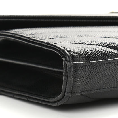Saint Laurent Grain De Poudre Matelasse Chevron Monogram Chain Wallet Black 7 of 10