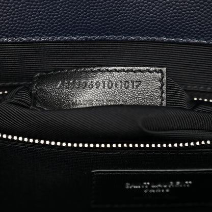 Saint Laurent Grain De Poudre Large Tri-Quilt Monogram Satchel Deep Marine 6 of 9