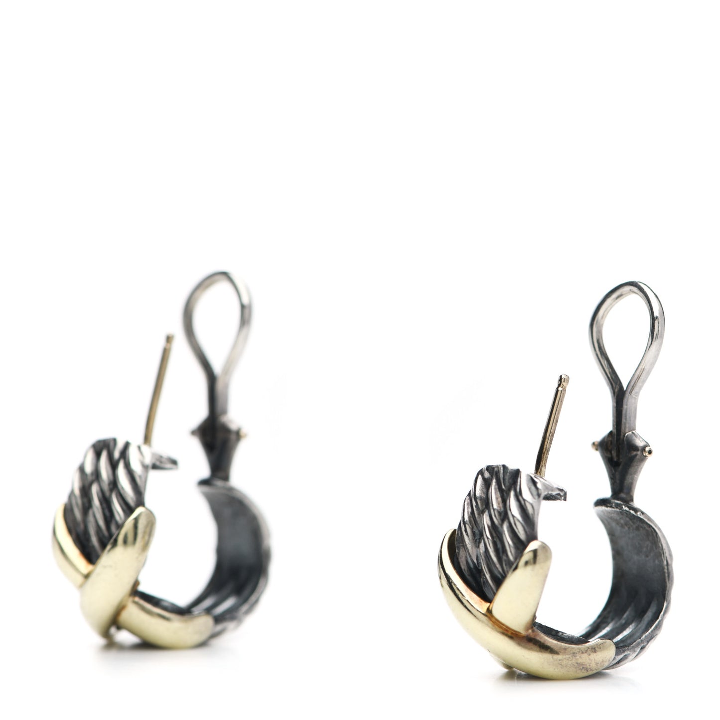 Sterling Silver 14K Yellow Gold Cable Classics X Earrings