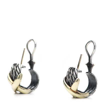 David Yurman Sterling Silver 14K Yellow Gold Cable Classics X Earrings 3 of 5