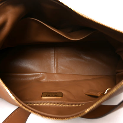 Prada Soft Calfskin Large Aimee Shoulder Bag Caramel 5 of 9