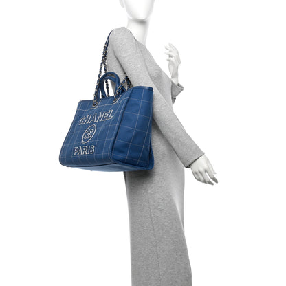 Chanel Cotton Medium Deauville Tote Blue White 2 of 12