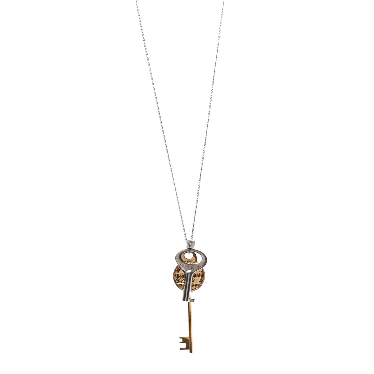 Louis Vuitton LV Double Key Necklace Gold Silver 1 of 5
