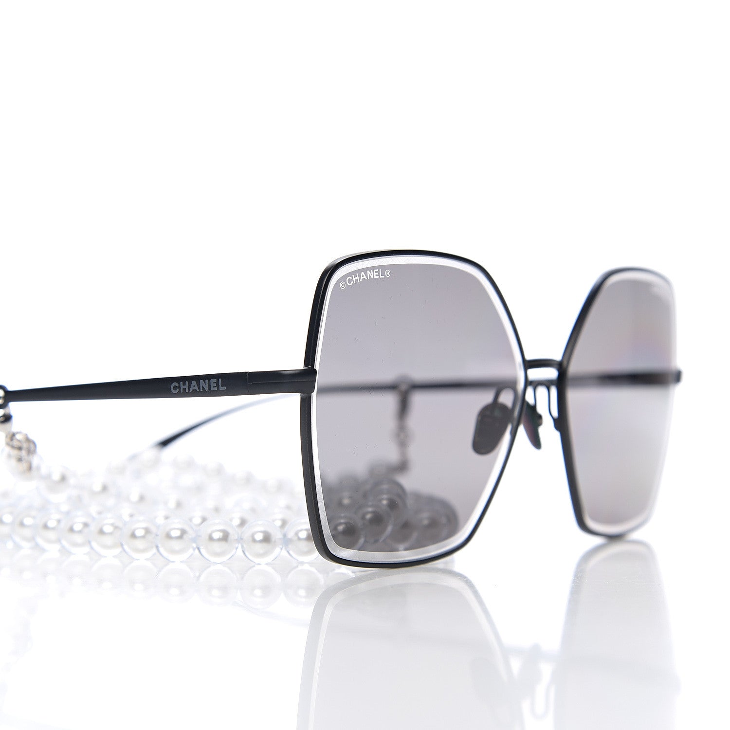 Chanel Butterfly Removable Pearl Chain Sunglasses 4262 Black 7 of 7