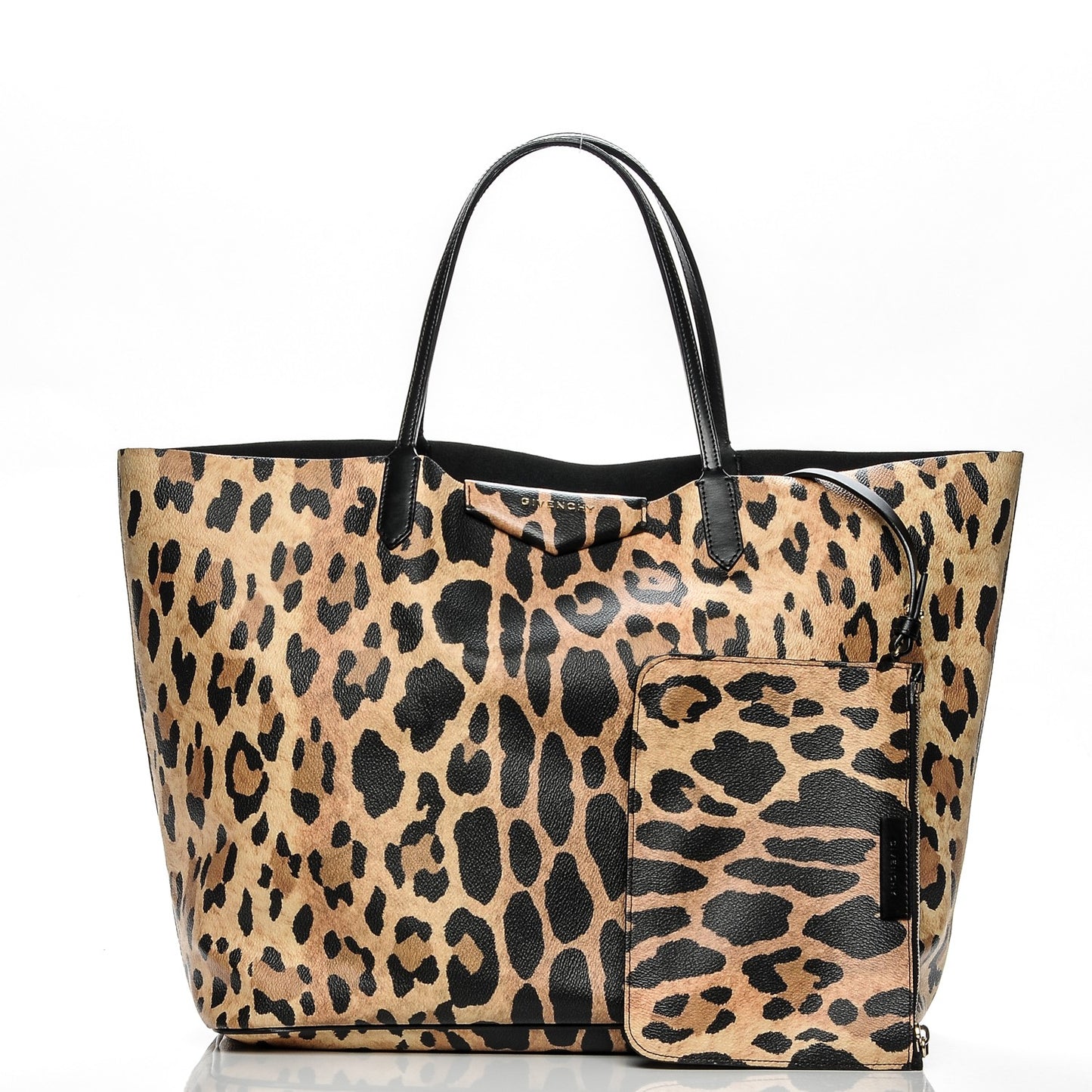 Textured Coated Canvas Leopard Print Large Antigona Tote
