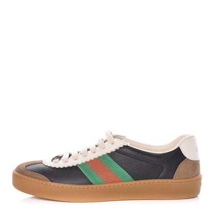 Gucci Calfskin Suede Web Womens G74 Sneakers 36.5 Ardesia Black New Mystic White 1 of 9