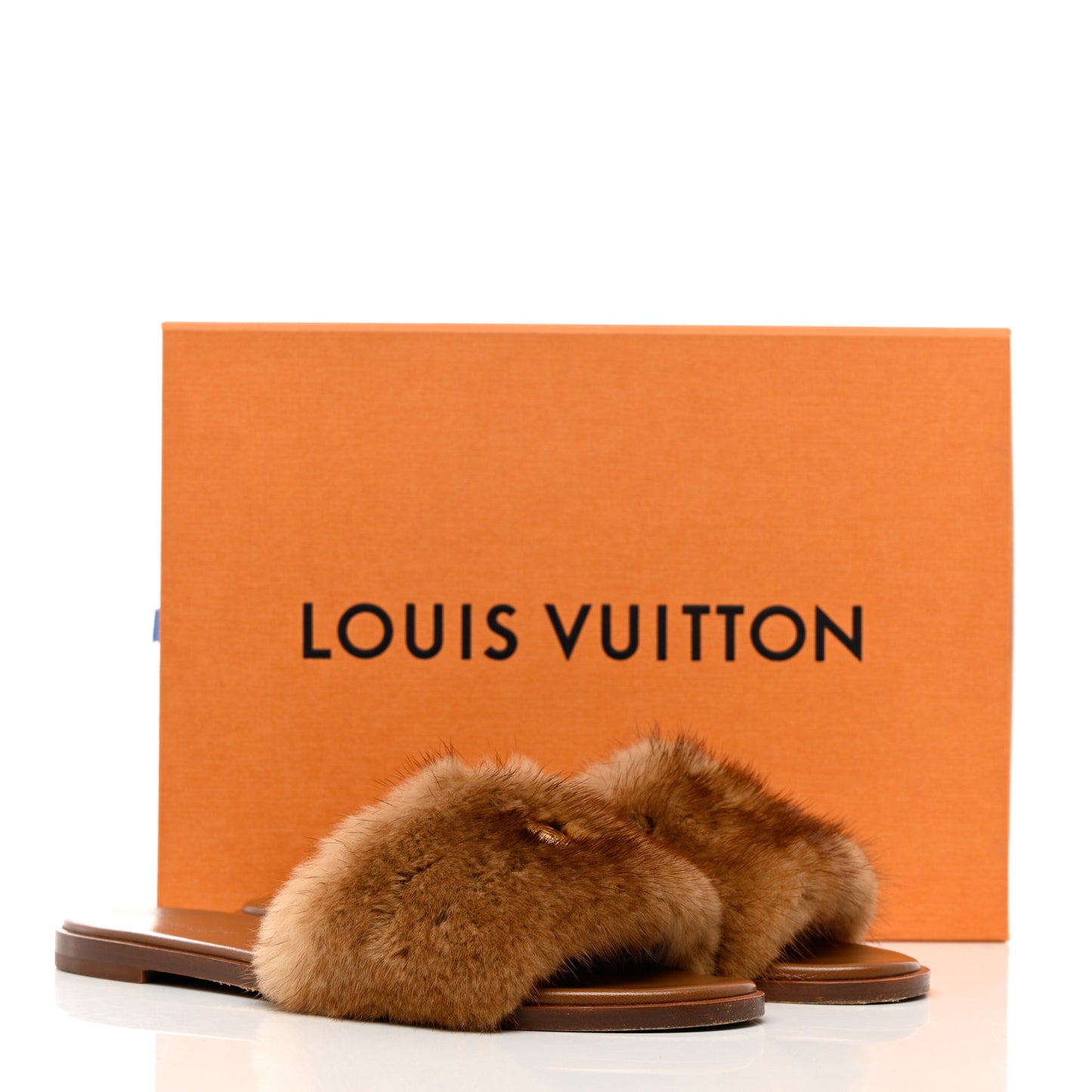 Mink Fur Lock It Flat Mule 40 Beige