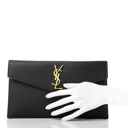 Saint Laurent Grain De Poudre Uptown Pouch Black 2 of 8